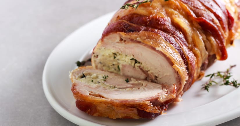 Unique Thanksgiving Recipes You Haven’t Thought Of (Plus Ideas to Use Up Leftovers!) - Bacon Wrapped Turkey Image